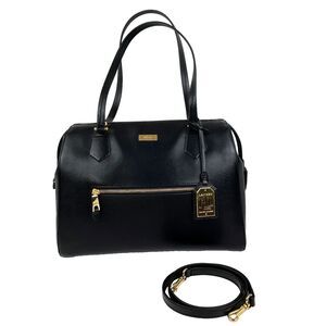 Ralph Lauren Sabine Dome Satchel Shoulder Bag Black Leather Gold HW Luxury Purse